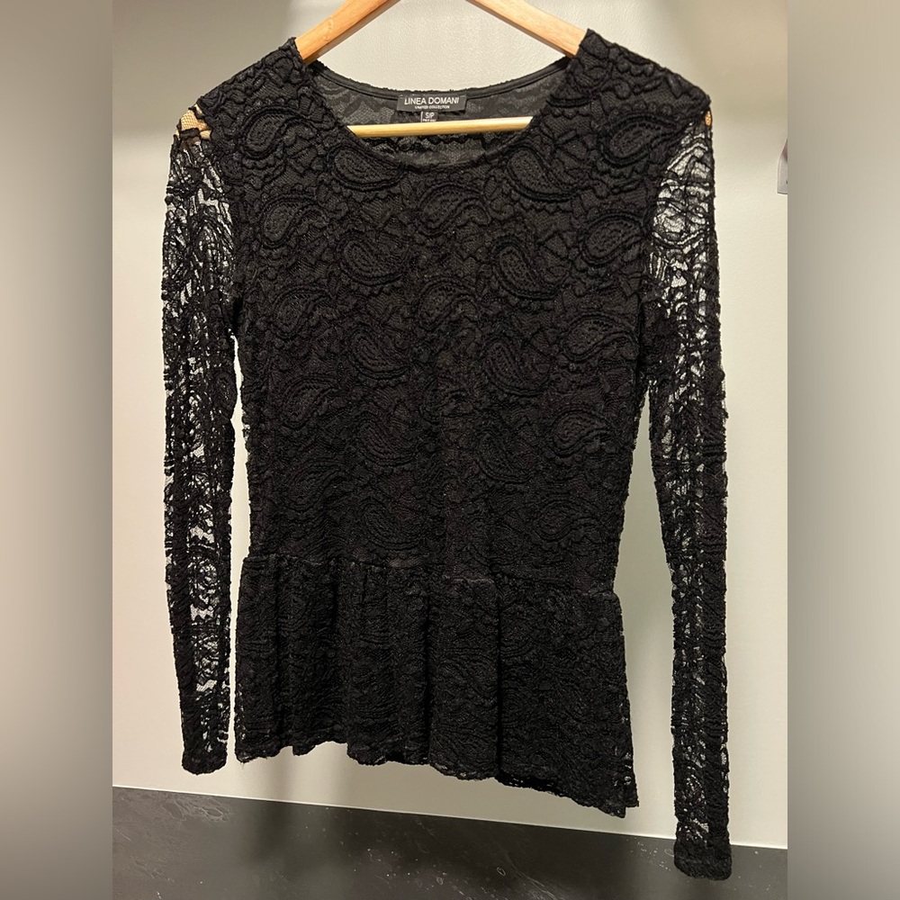 Long Sleeve Lace Peplum Top